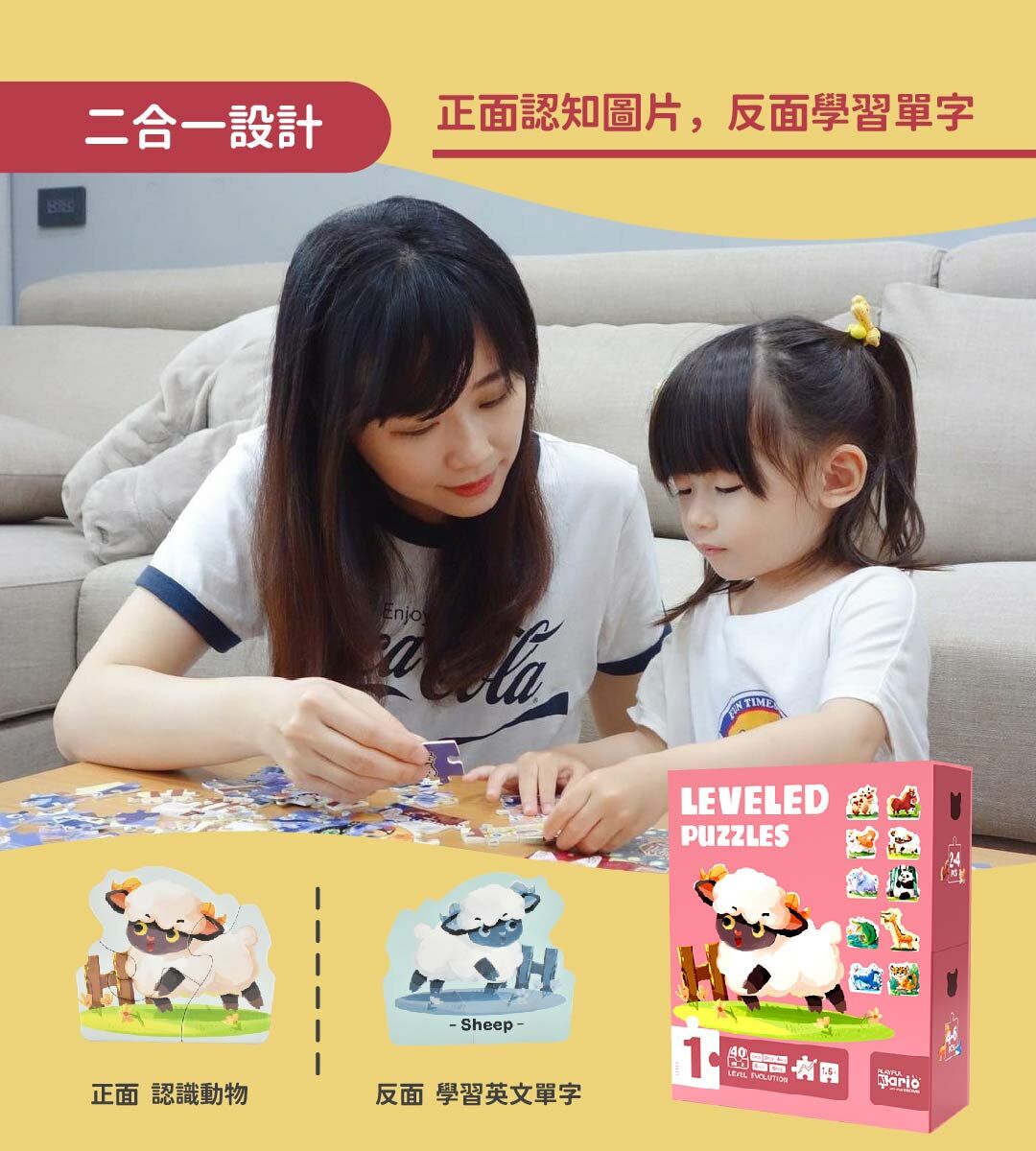 二和一設計,正面認知圖片,反面學習英文單字