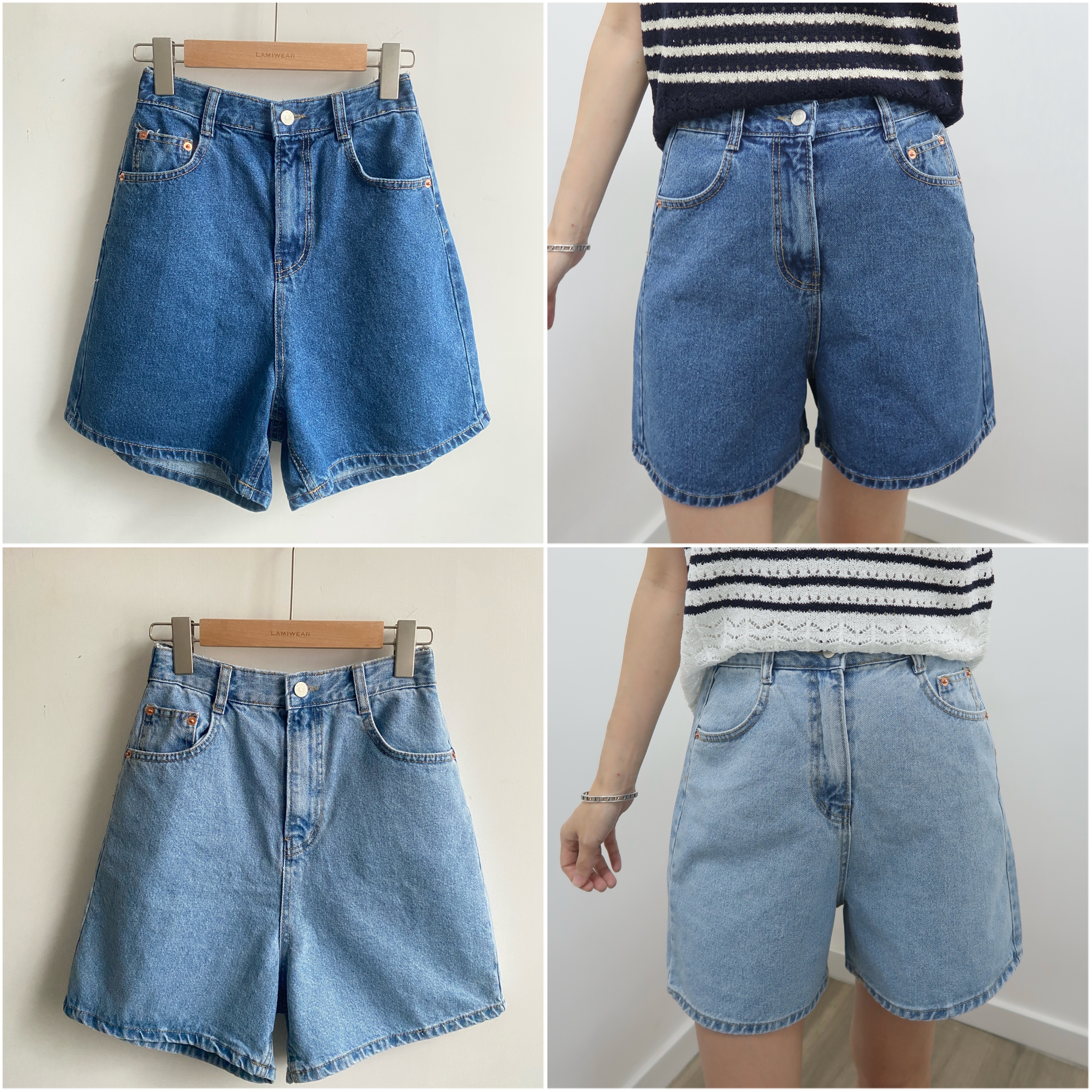 《夏季精選 》後橡筋腰簡約短牛仔褲