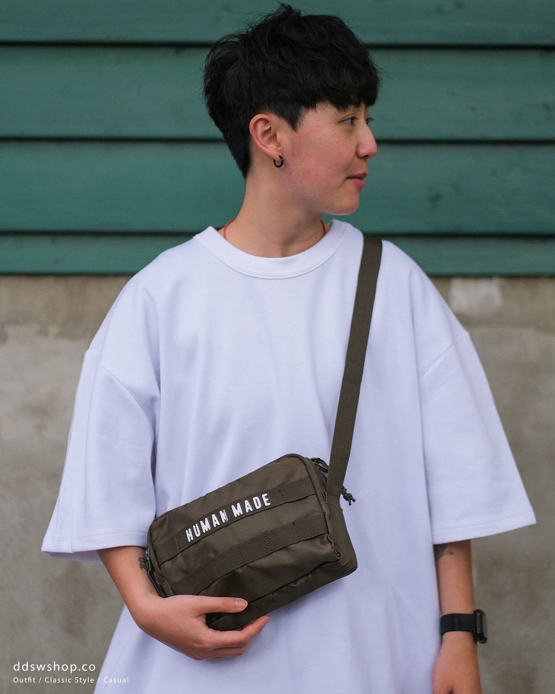 Human Made MILITARY LIGHT POUCH 側背包大空間收納黑色軍綠