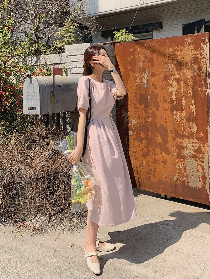 韓國Cherrykoko授權 優雅氣質折線感純棉洋裝