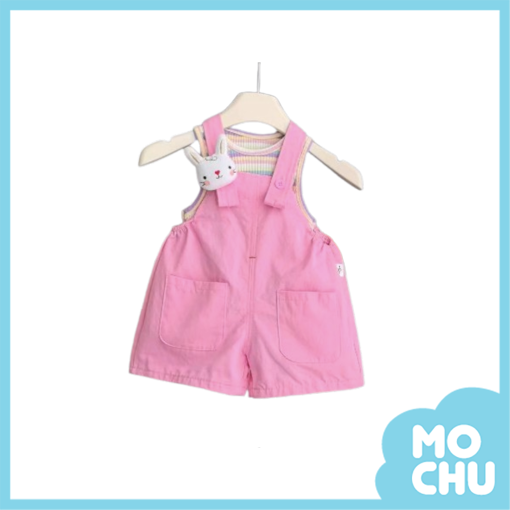 立體兔耳尾巴吊帶褲兩件套裝(三色）