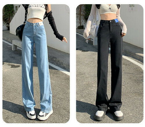 Hot Selling High Waisted Thin Wide Leg Jeans [Black Extended Style] [XS-2XL] (Please contact customer service to confirm the delivery size after placing the order)