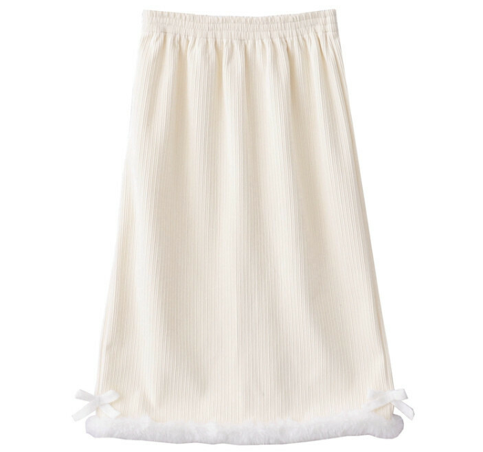 Hot Selling Thickened Elastic Waist Skirt [White Apricot] [Size-L] (Please contact customer service to confirm the delivery size after placing the order)