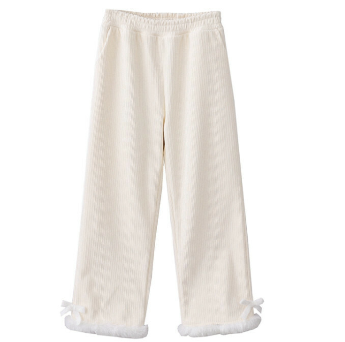 Hot selling thickened wide-leg nine-point pants [white apricot] [size S-L] (please contact customer service to confirm the delivery size after placing the order)