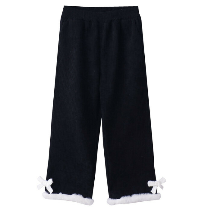 Hot selling thickened wide-leg nine-point pants [Versatile black] [S-L] (please contact customer service to confirm the delivery size after placing the order)