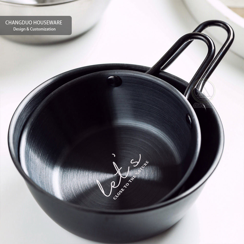 304不鏽鋼餐盤 黑色雪拉碗－(2尺寸)