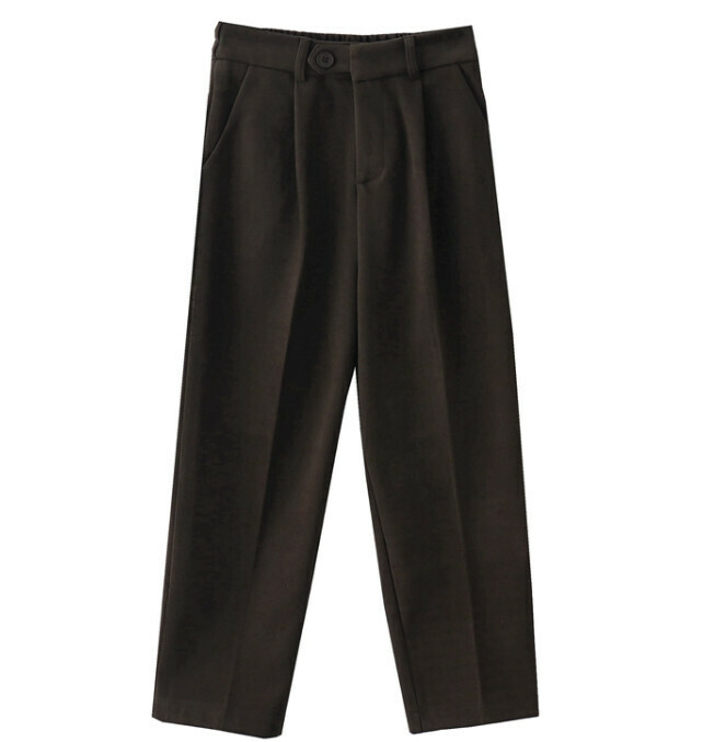 Hot selling woolen cropped pants [dark brown] [Size-L] (please contact customer service to confirm the delivery size after placing the order)