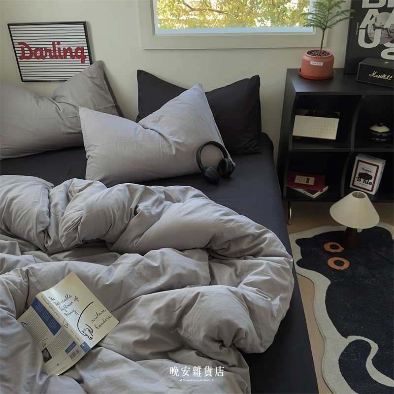 【oscuro色系】Dark x Light grey黑灰拼接床包組