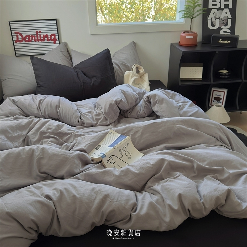 【oscuro色系】Dark x Light grey黑灰拼接床包組