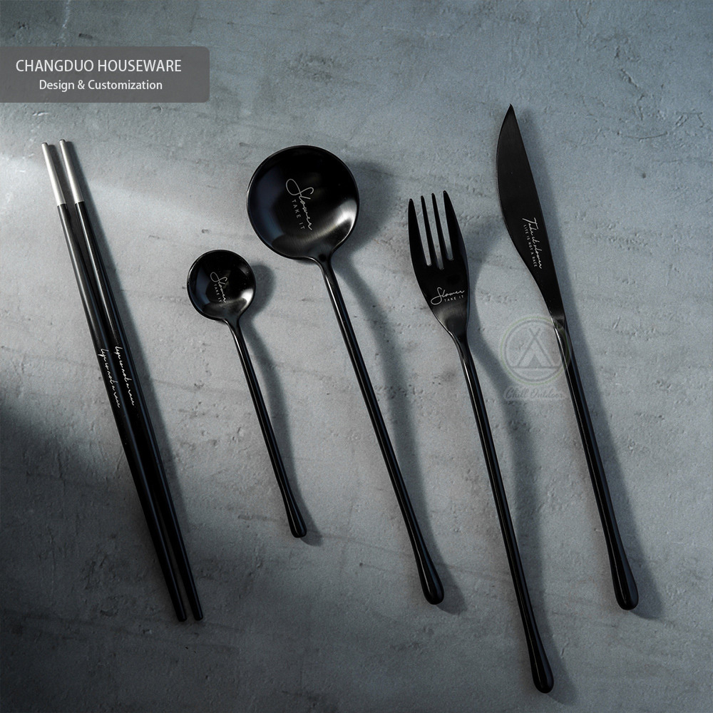 304不鏽鋼 黑色質感餐具組－(7款)