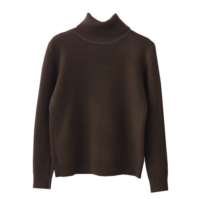 Hot selling velvet turtleneck knitted sweater [dark brown] [one size fits all]