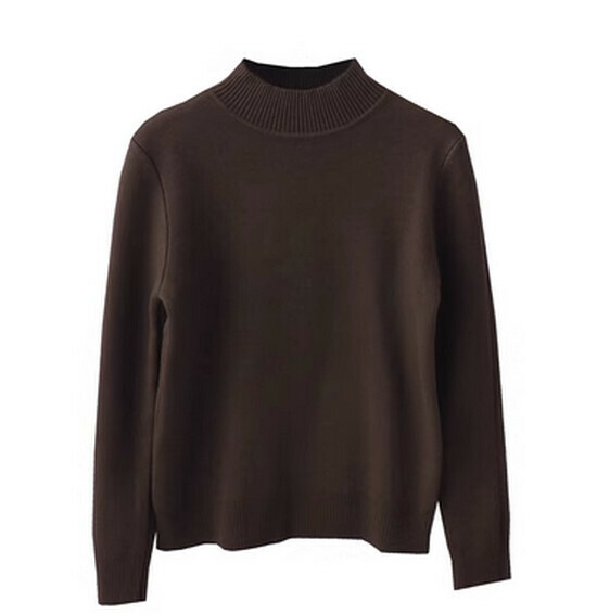 Hot selling velvet half turtleneck knitted sweater [dark brown] [one size fits all]