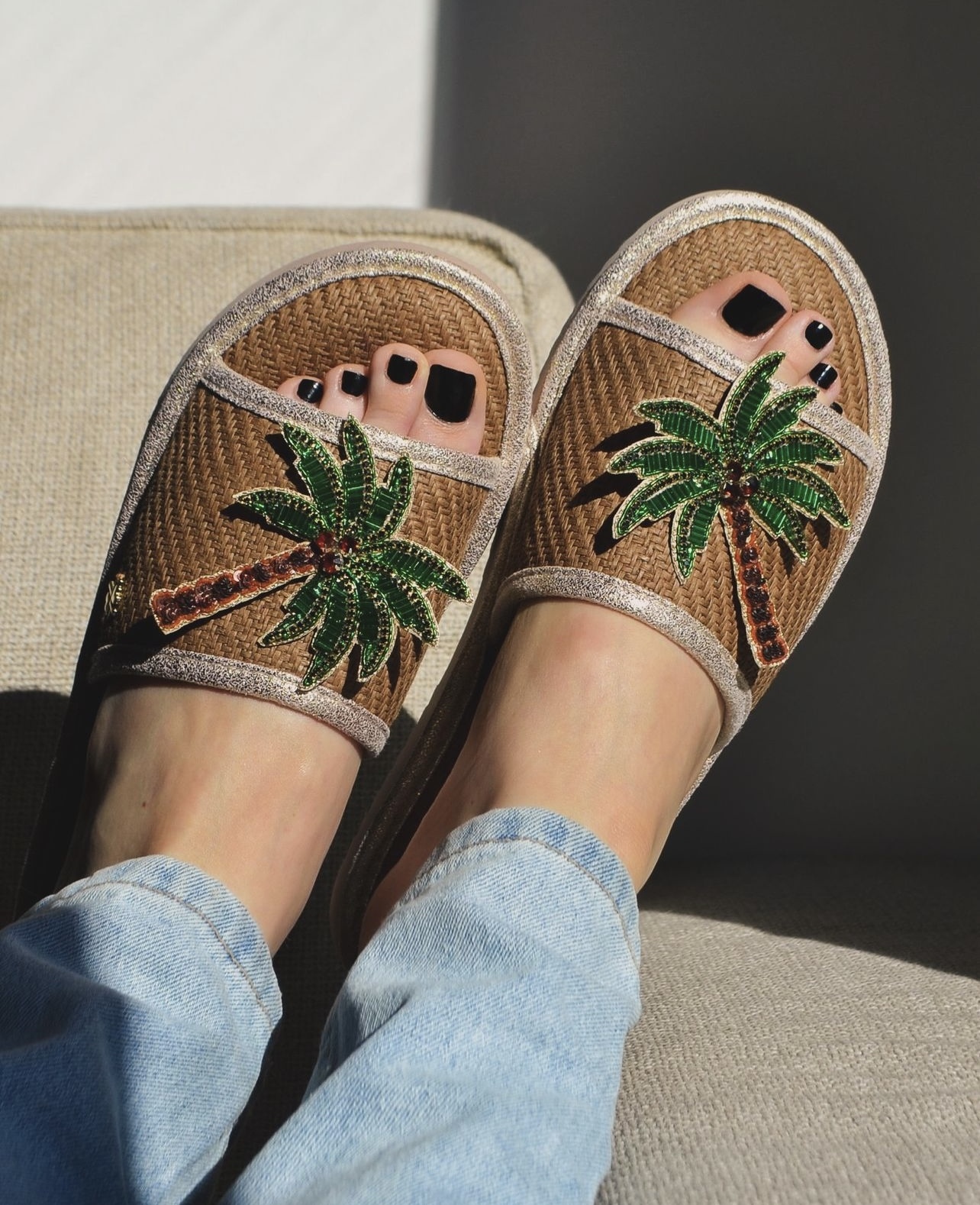 **團購  英國 Laines London // Straw Braided Sandals// DOUBLE PALM TREE