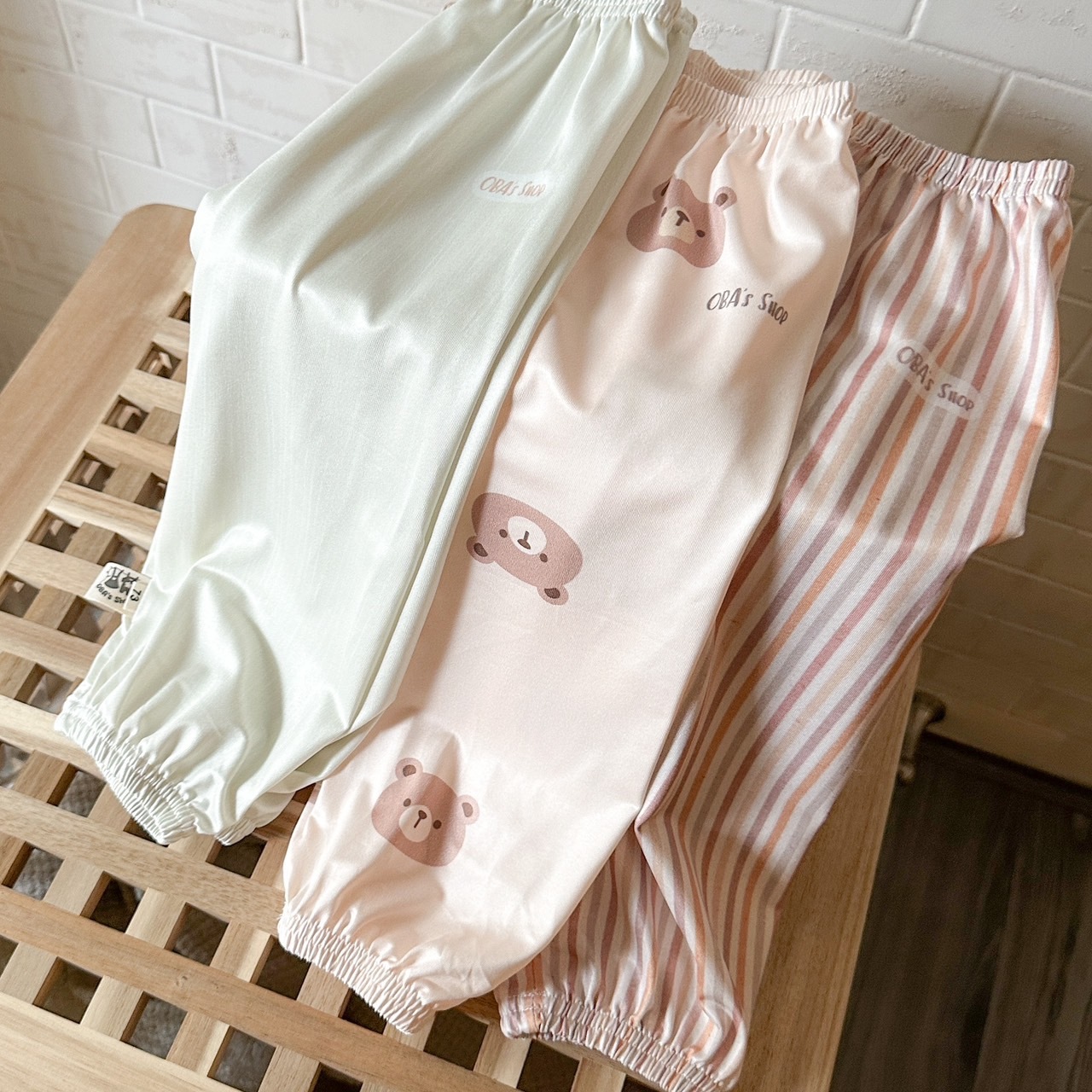 【獨家】粉色線條花 涼感防蚊褲/長褲