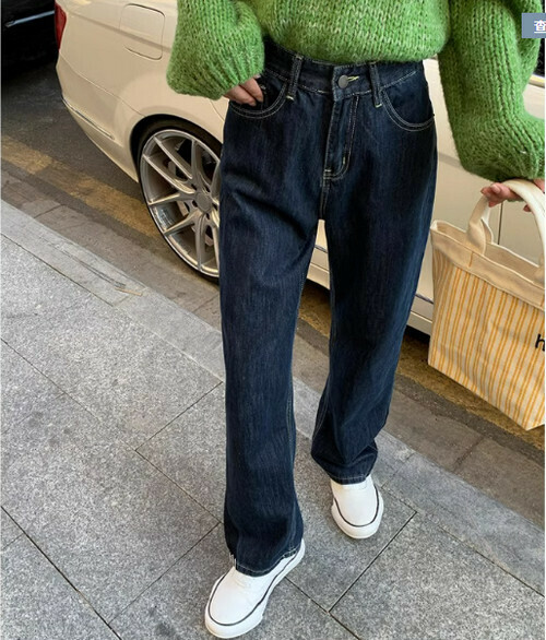 Hot selling straight jeans [denim blue] [size S-L] (please contact customer service to confirm the delivery size after placing the order)