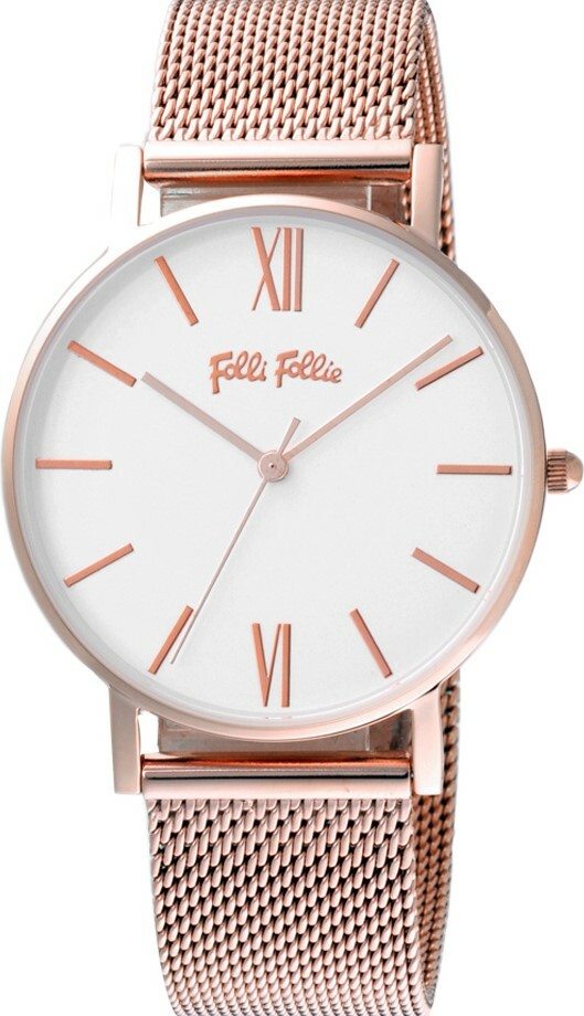 萬年鐘錶 - FOLLI FOLLIE 優雅玫瑰金米蘭錶帶典雅簡約女錶  WF18R035BPW-XX 錶徑36MM