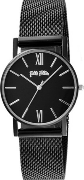 萬年鐘錶 - FOLLI FOLLIE  羅馬字經典全黑不鏽鋼米蘭錶帶女錶  WF18Y034BPK-XX   錶徑32MM