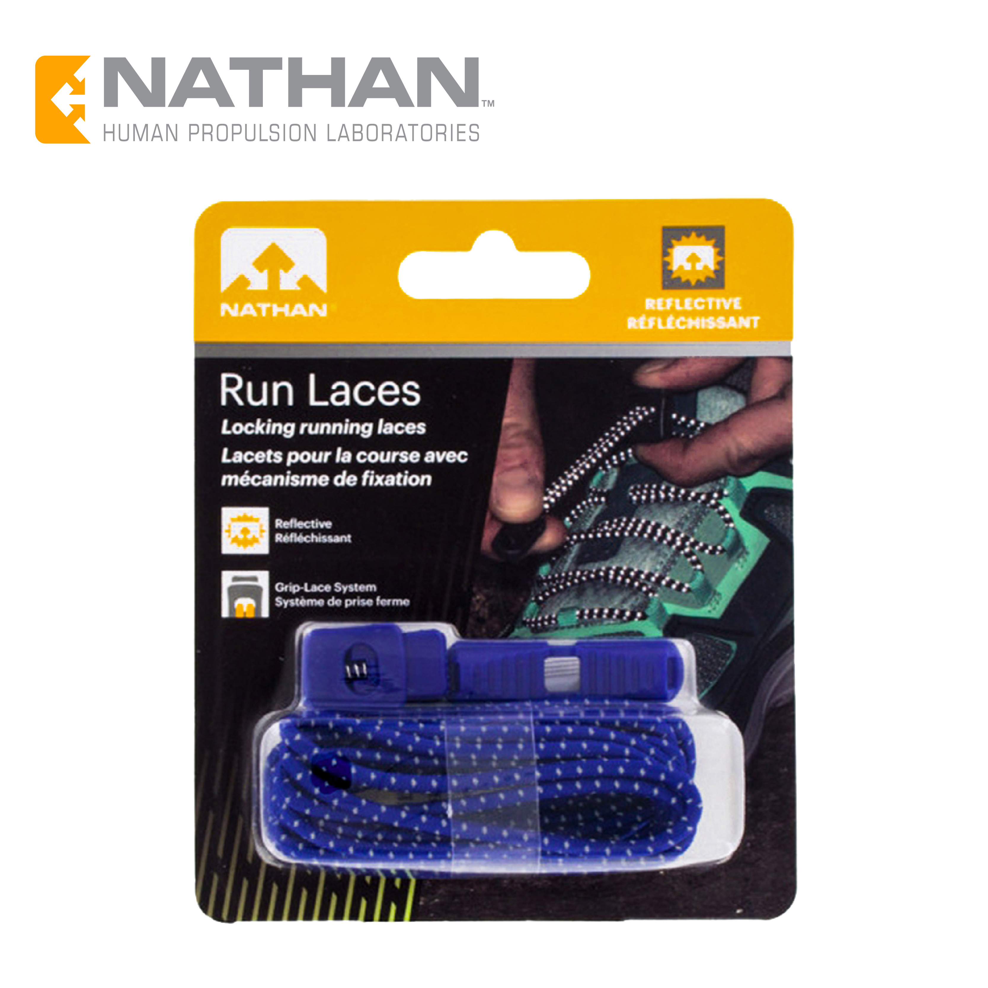 NATHAN 美國 反光快扣鞋帶 藍色 79NA1171SB