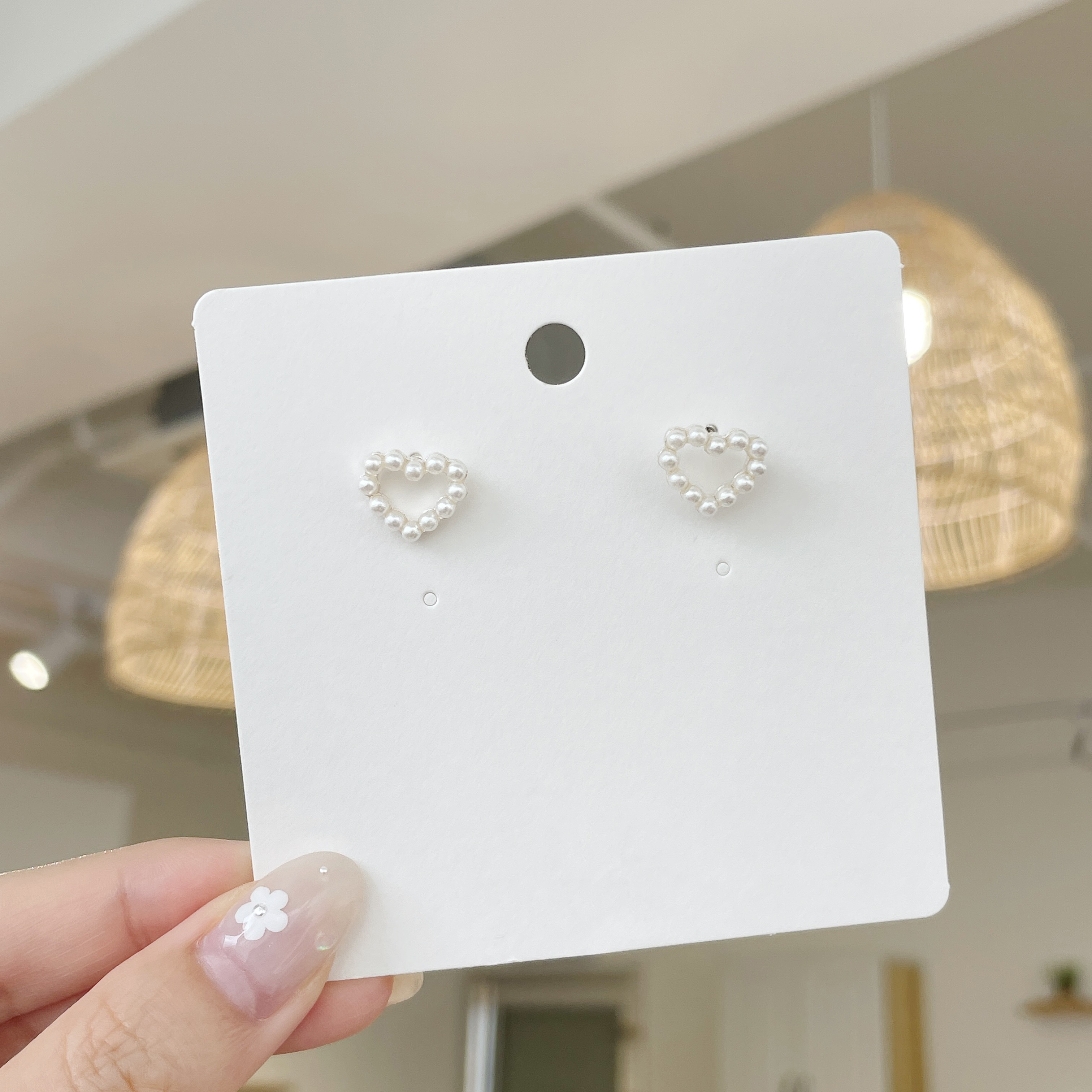 AC103 Pearls Heart Earrings