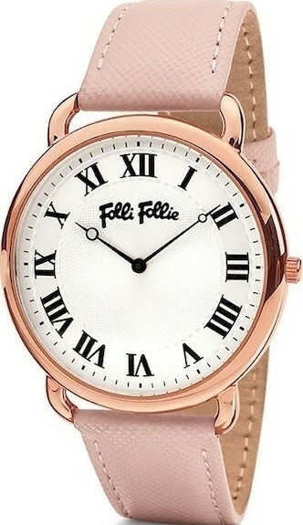 萬年鐘錶 - FOLLI FOLLIE  羅馬字經典皮革女錶  WF16R014SPS-PI 錶徑38MM