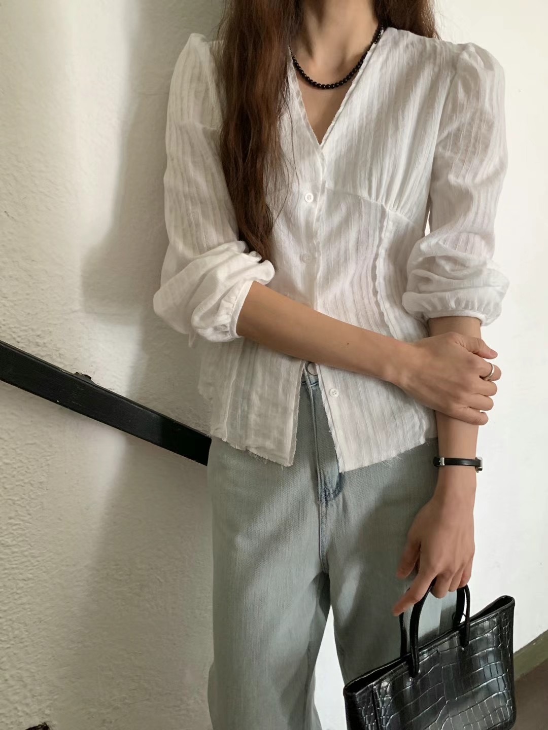 5.2 V領綁腰blouse