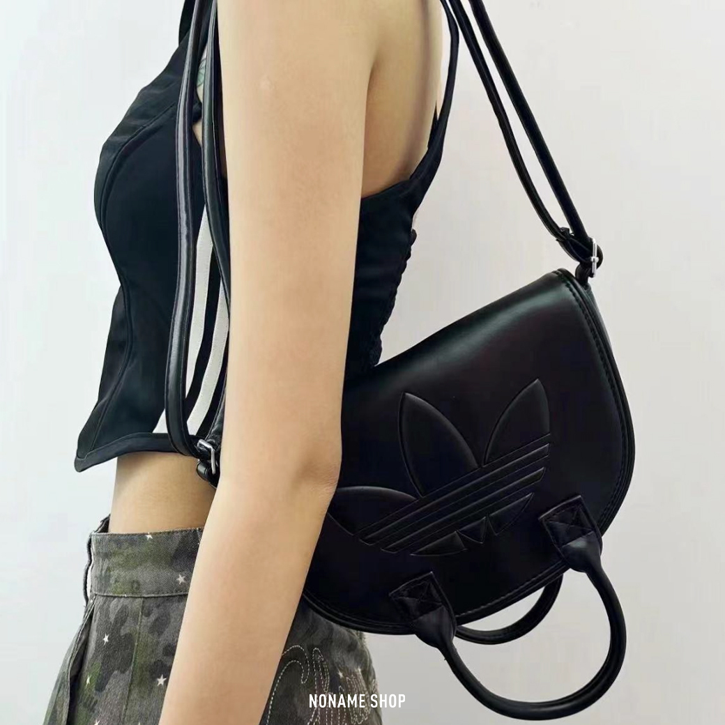 ADIDAS POLYURETHANE BAG 皮革 單肩 手提包 黑色