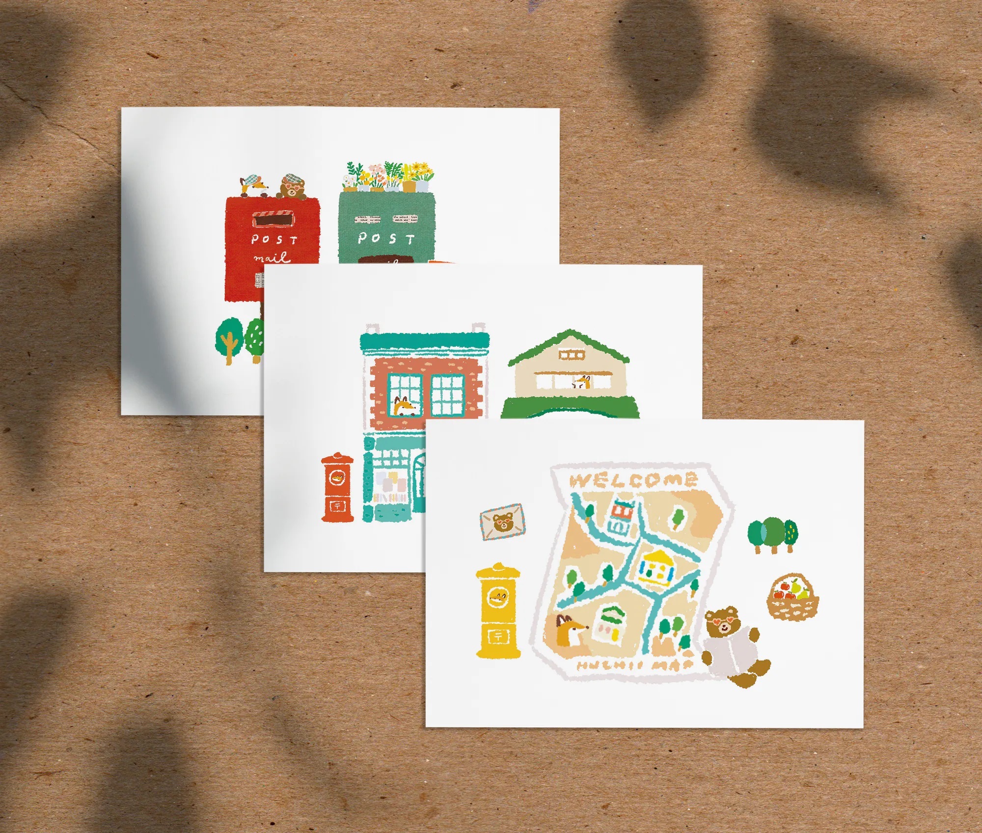 你好工作室．狐吉小鎮系列 明信片三入組
