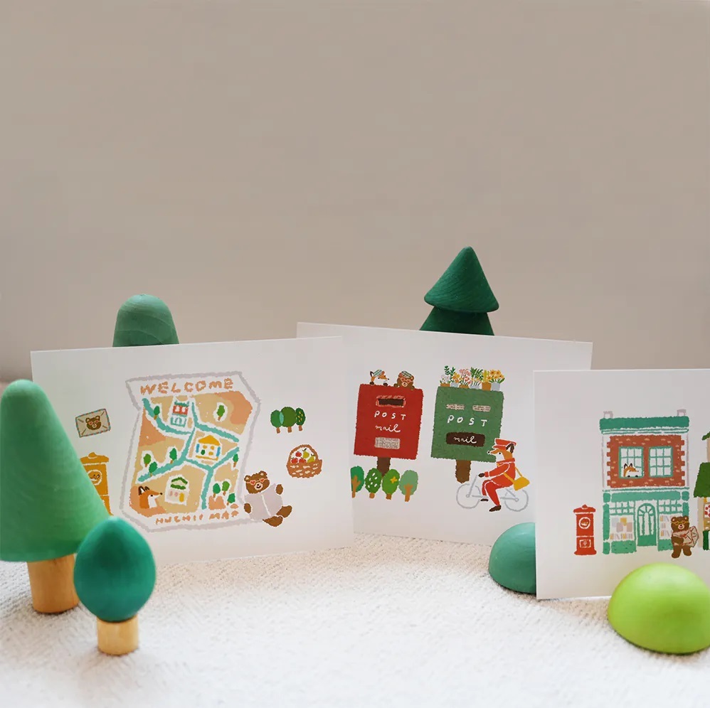 你好工作室．狐吉小鎮系列 明信片三入組