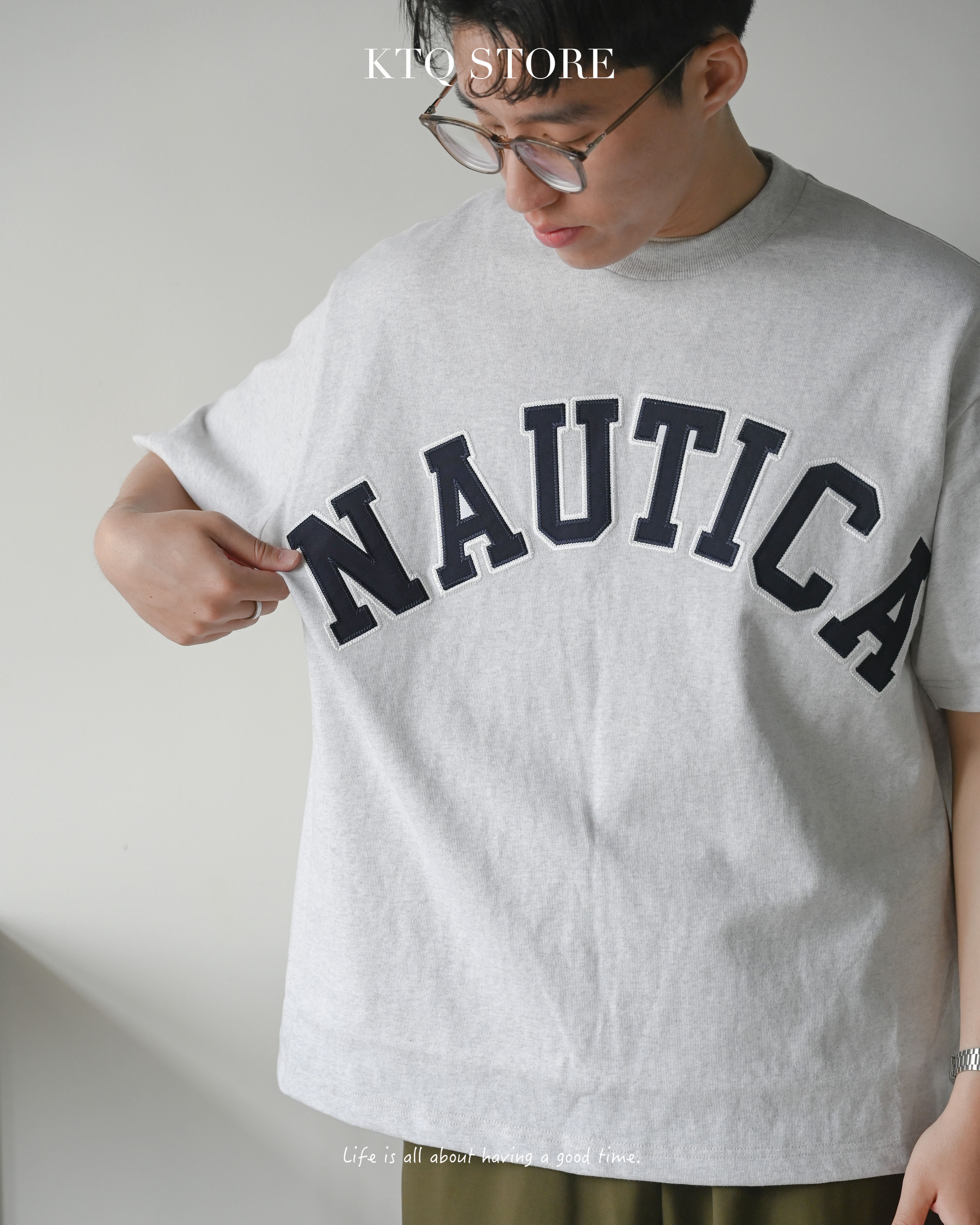 KTQ STORE  ‧ Nautica 刺繡Logo短T 灰 海軍藍 深綠 白