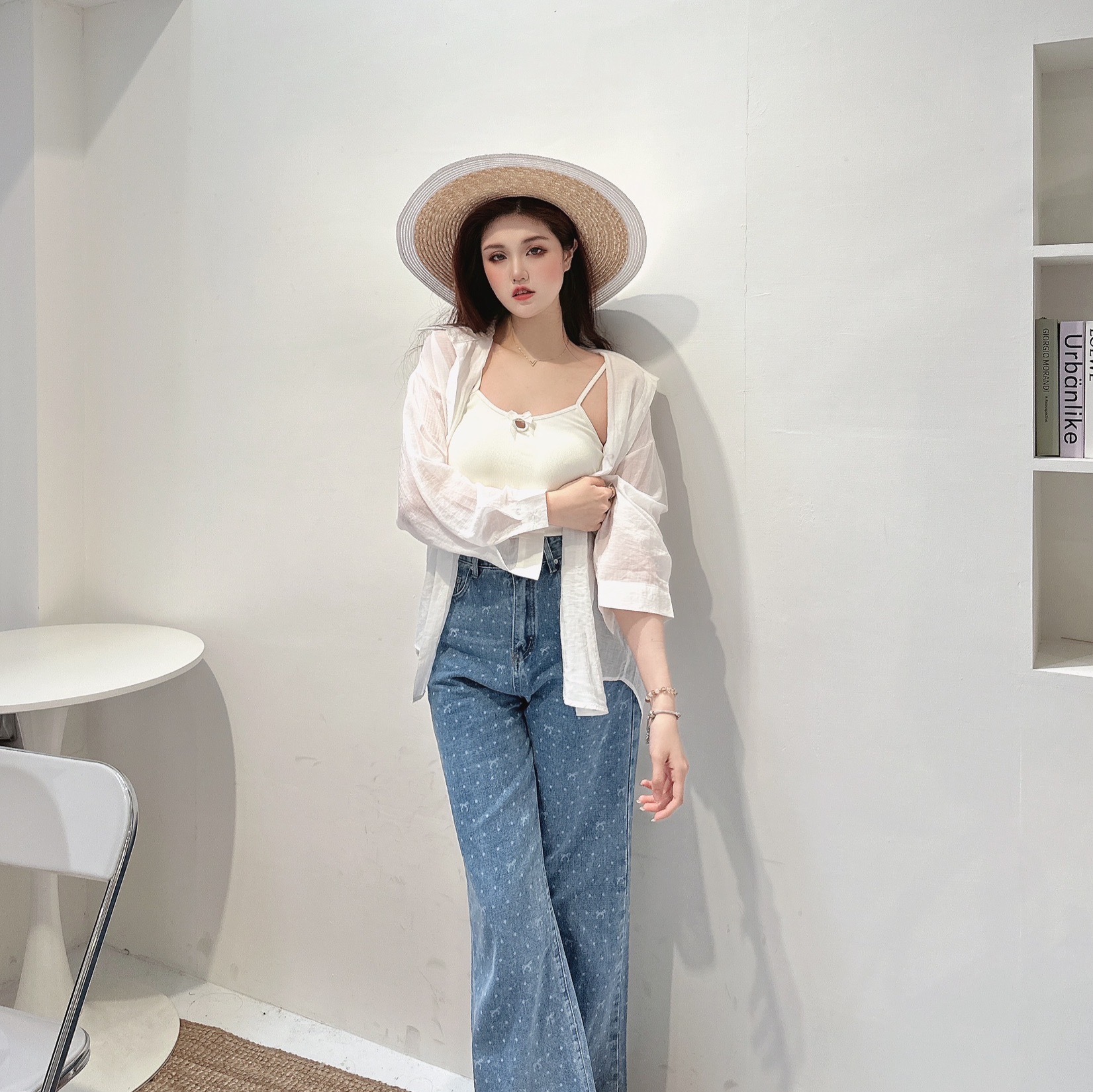 蝴蝶結透感薄料襯衫/三色