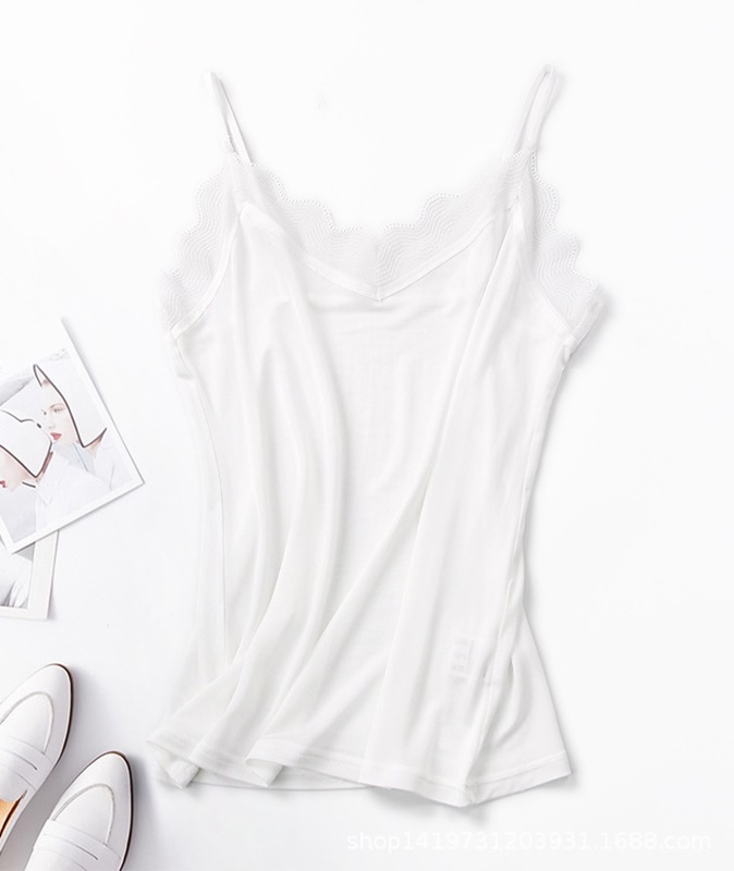 V領蕾絲醋酸背心 四色