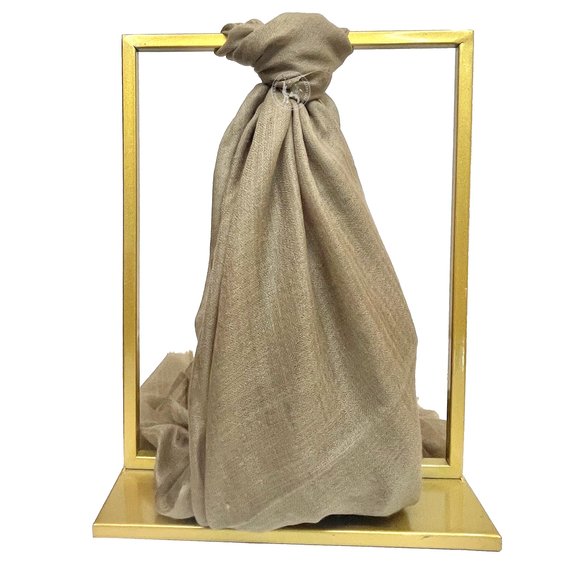 卡其色手捻喀什米爾羊絨Shahmina 披肩圍巾