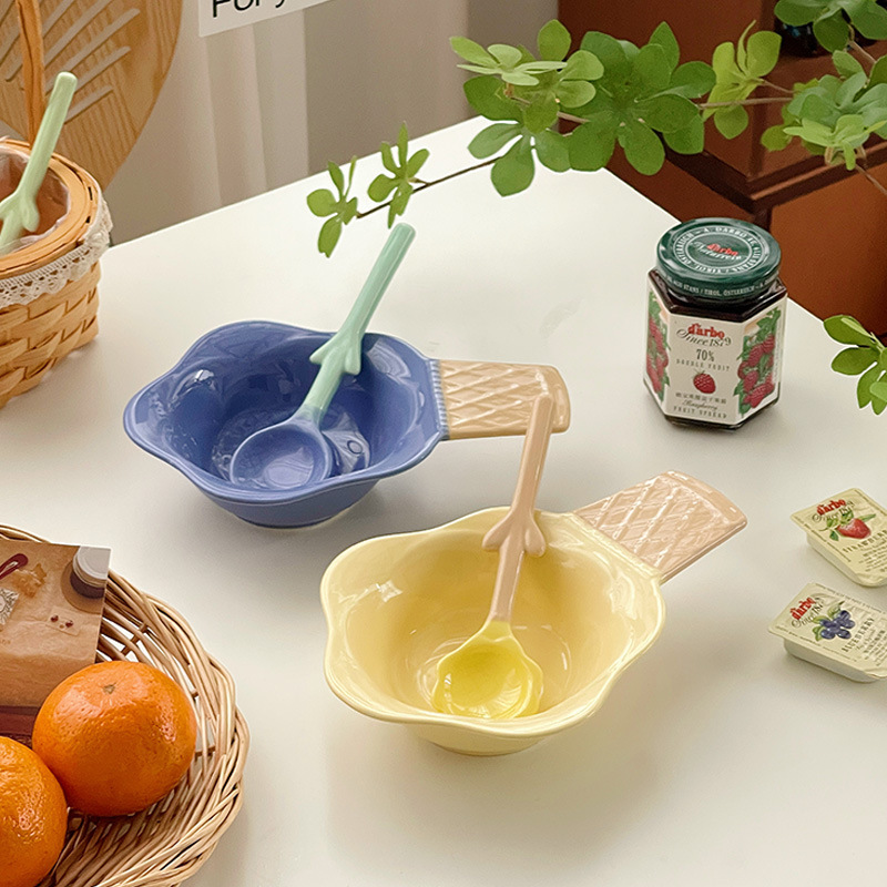 《4130》夏季冰淇淋造型花邊燕麥碗