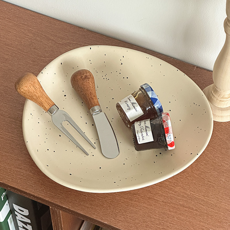 《4132》北歐風三角造型潑墨陶瓷餐盤