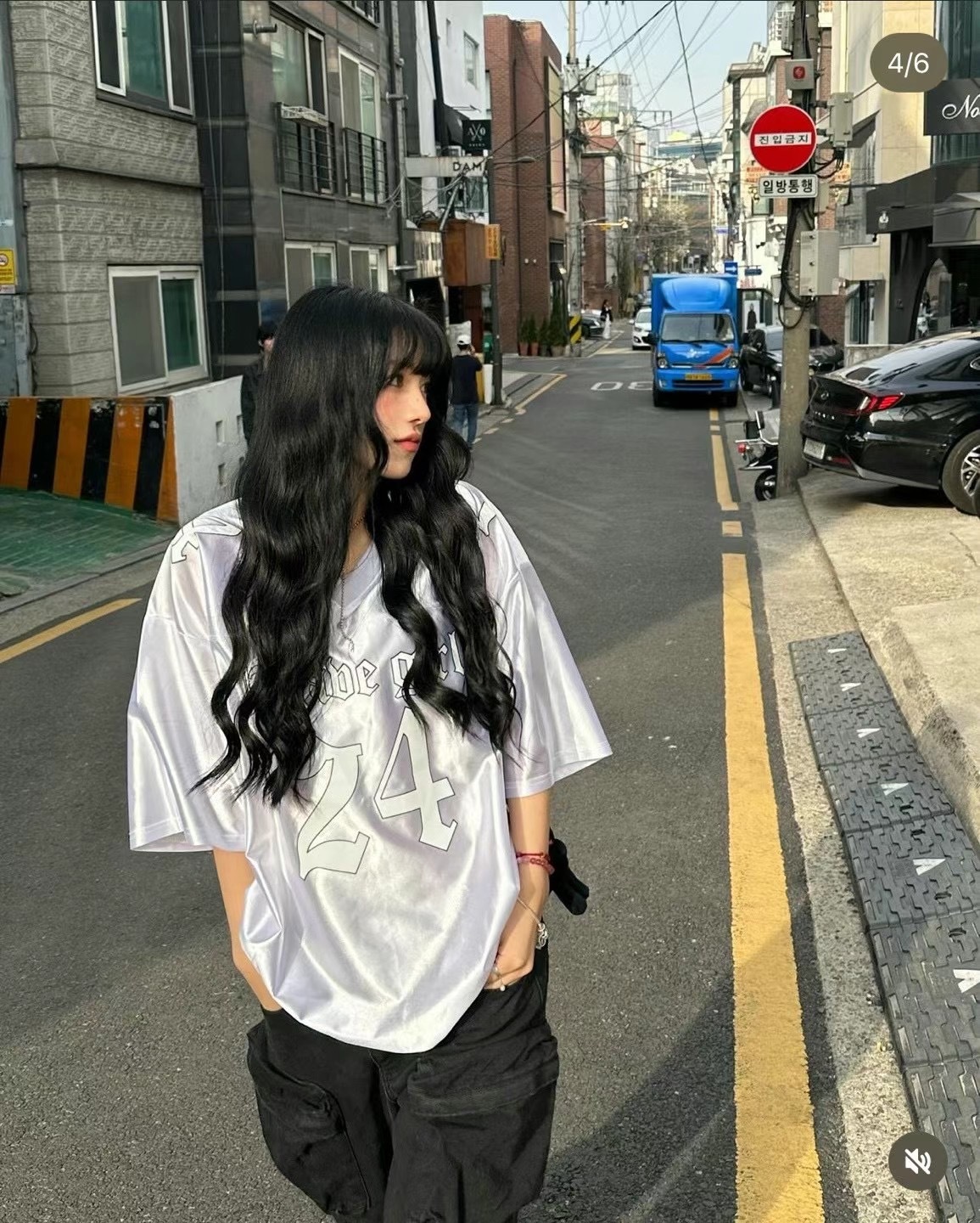 韓國 賽車風 亮面 24 寬鬆 短袖