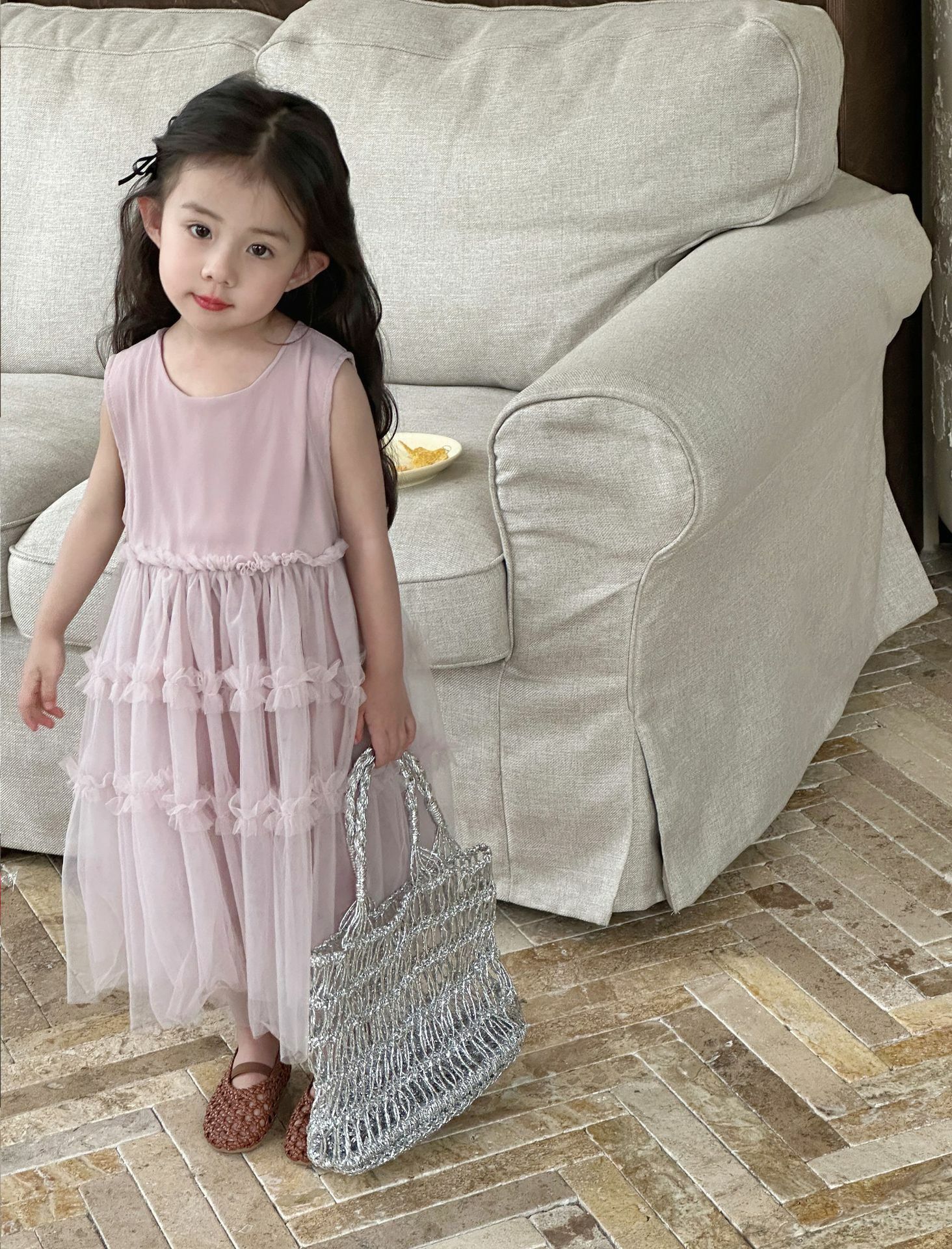 無袖拼接蛋糕紗裙洋裝 90-140cm #2438