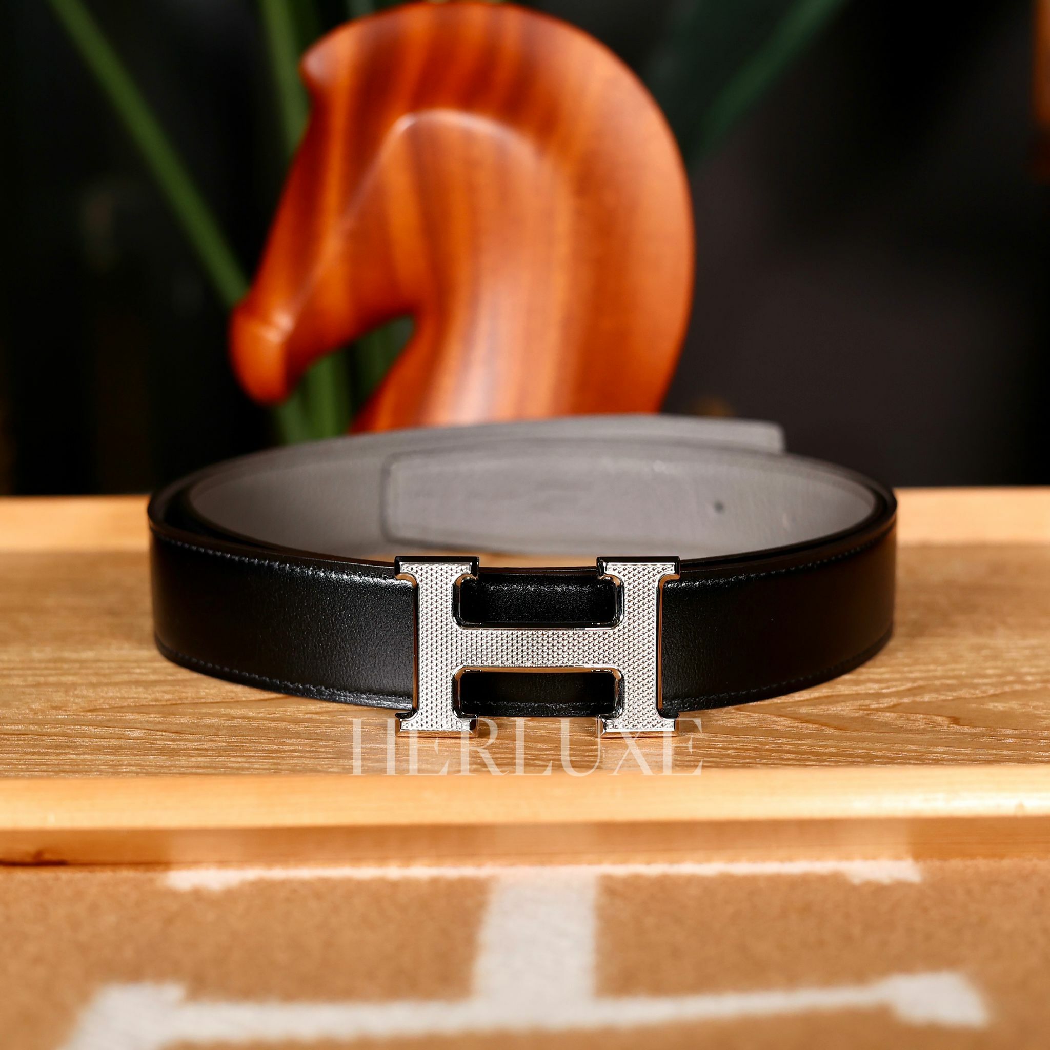 H guillochee plaque or belt 32mm CK (可選擇皮帶顏色及長度)