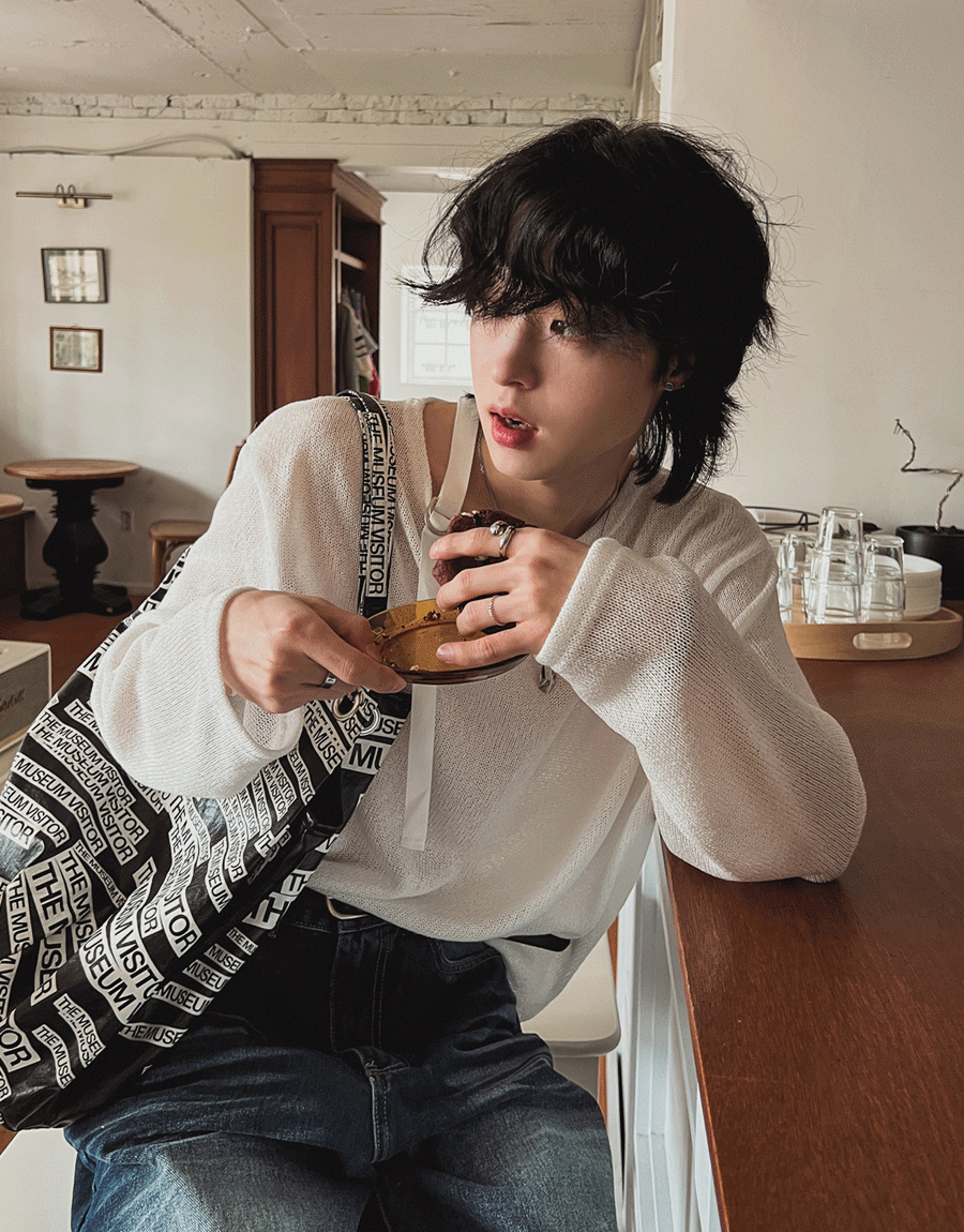 夏季透視腰帶寬版針織衫上衣