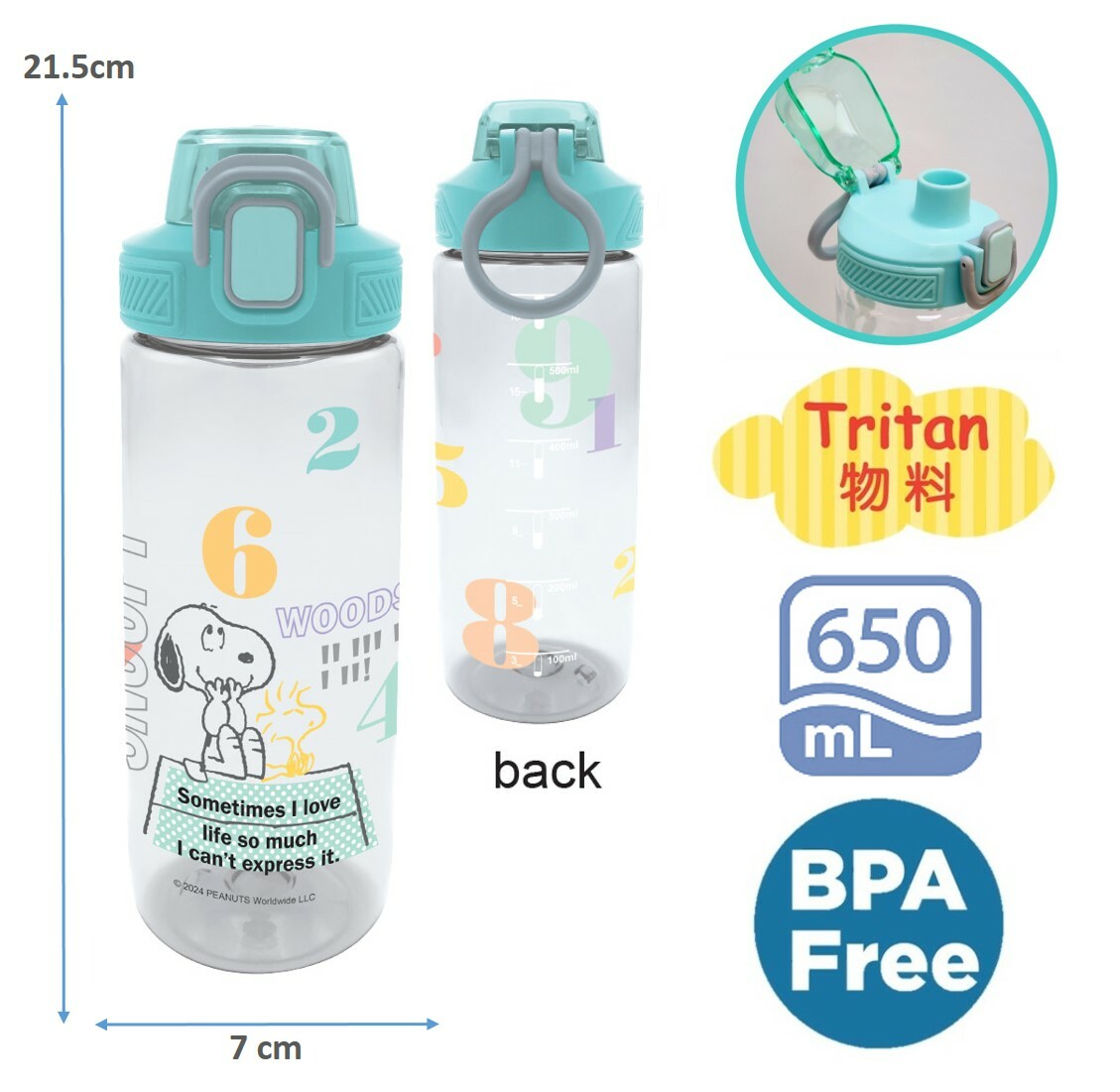 史諾比 - 史努比 |便攜式運動水樽(650ml)