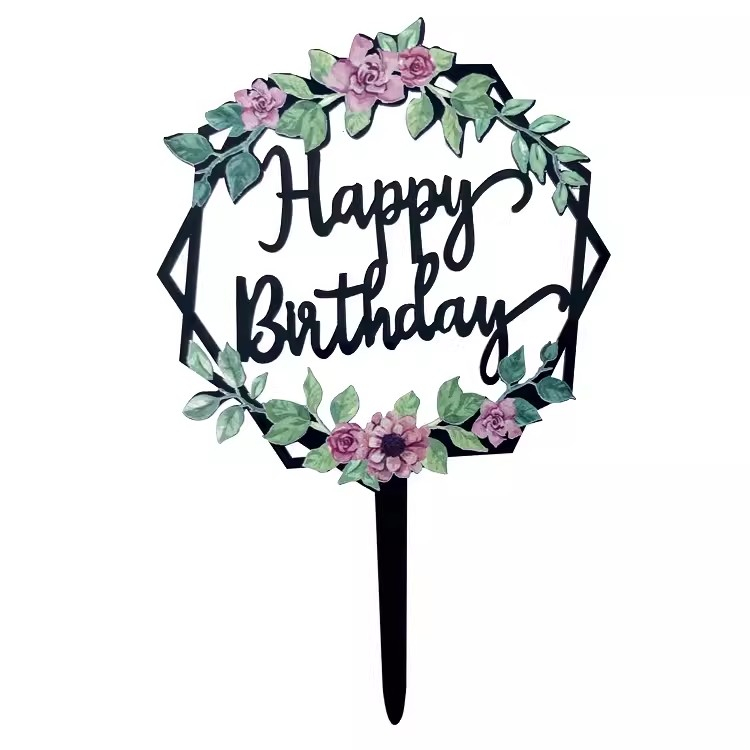 生日插牌-方框花朵款