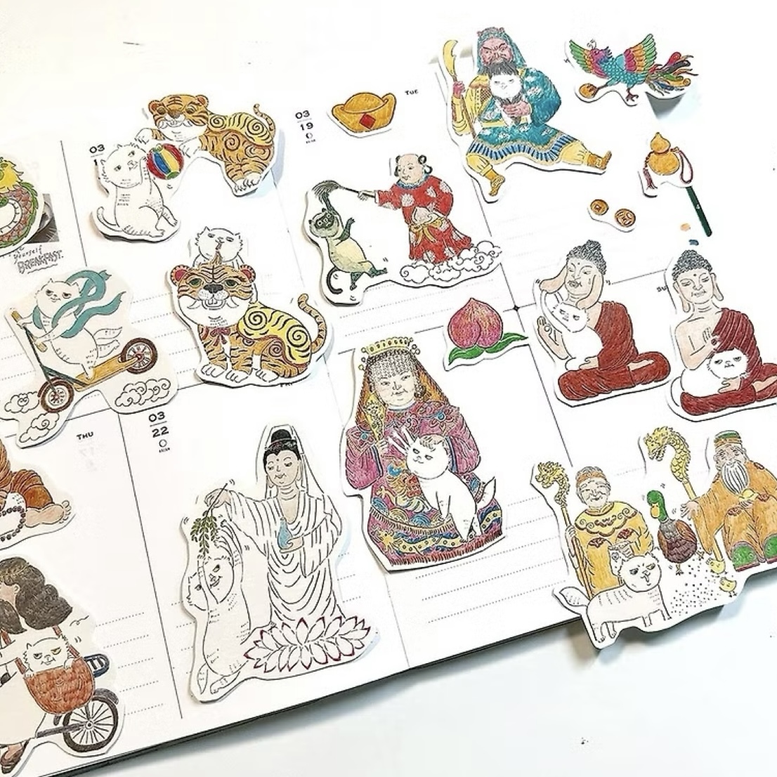 貓天堂樂園 18入防水貼紙包｜針線球