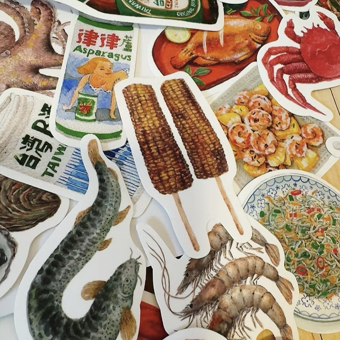 阿蓁海產店 18入防水貼紙包｜針線球