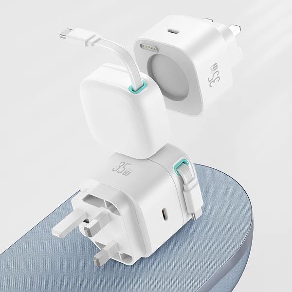 USAMS USB 2-in-1帶線雙輸出GaN Charger 35W充電器