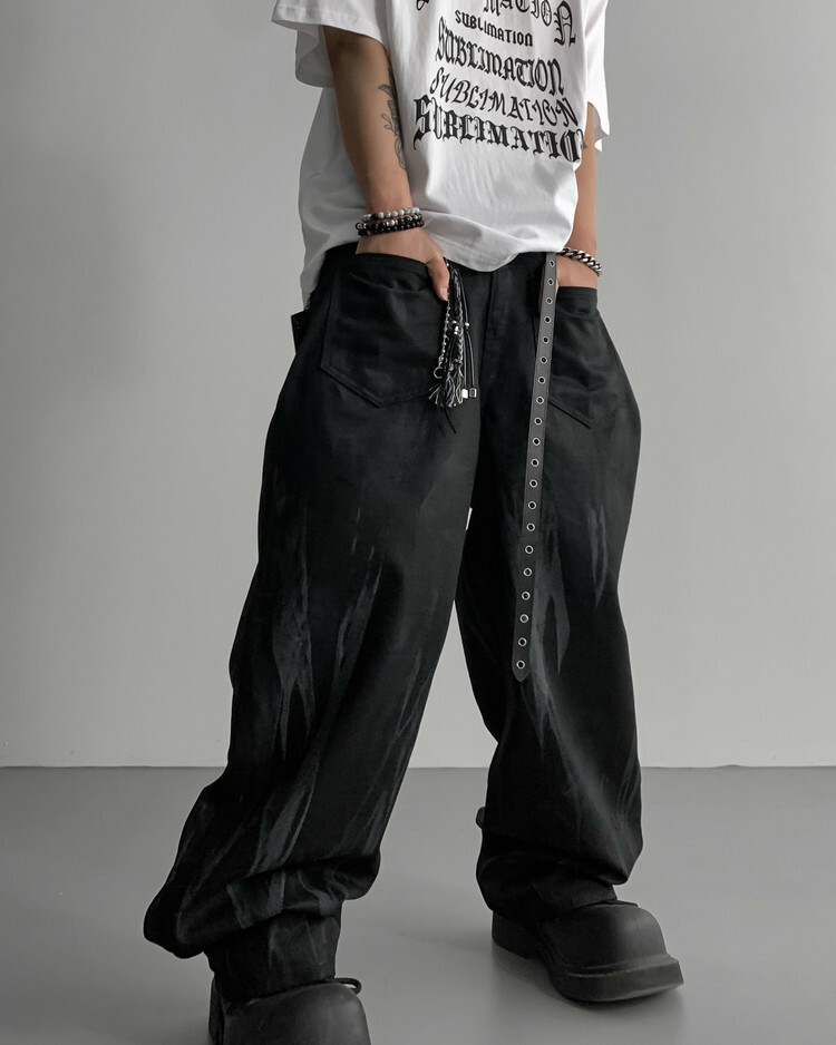 逆火焰紋闊腿褲