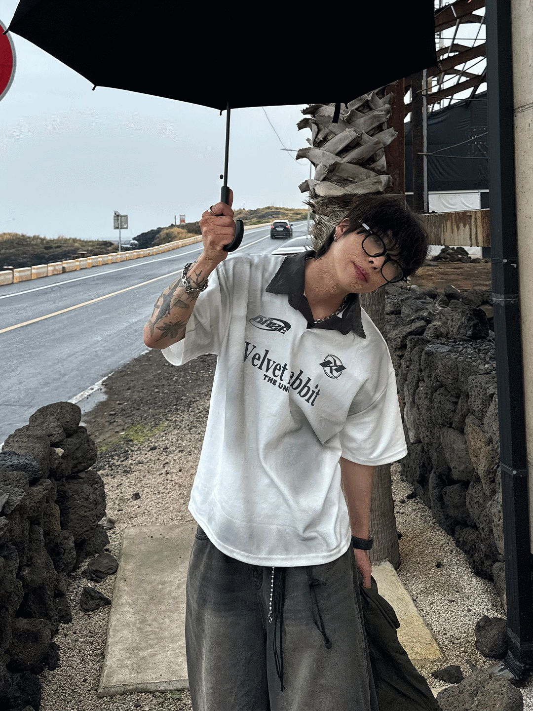 復古領子短袖T恤