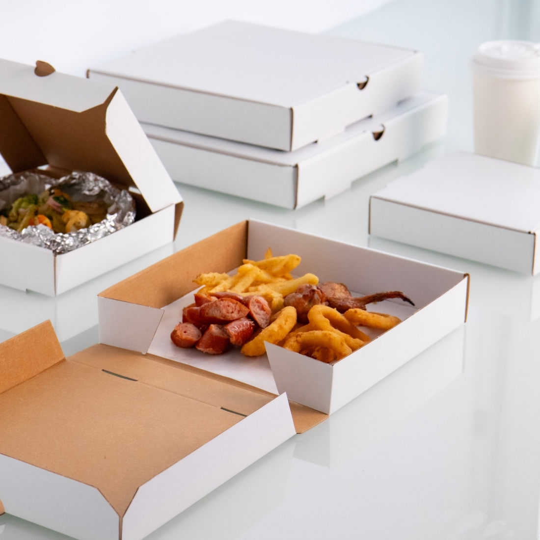 瓦楞比薩盒 8吋 白色