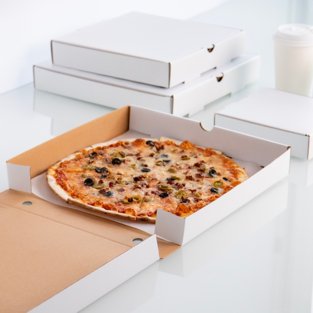 瓦楞比薩盒 12吋 白色