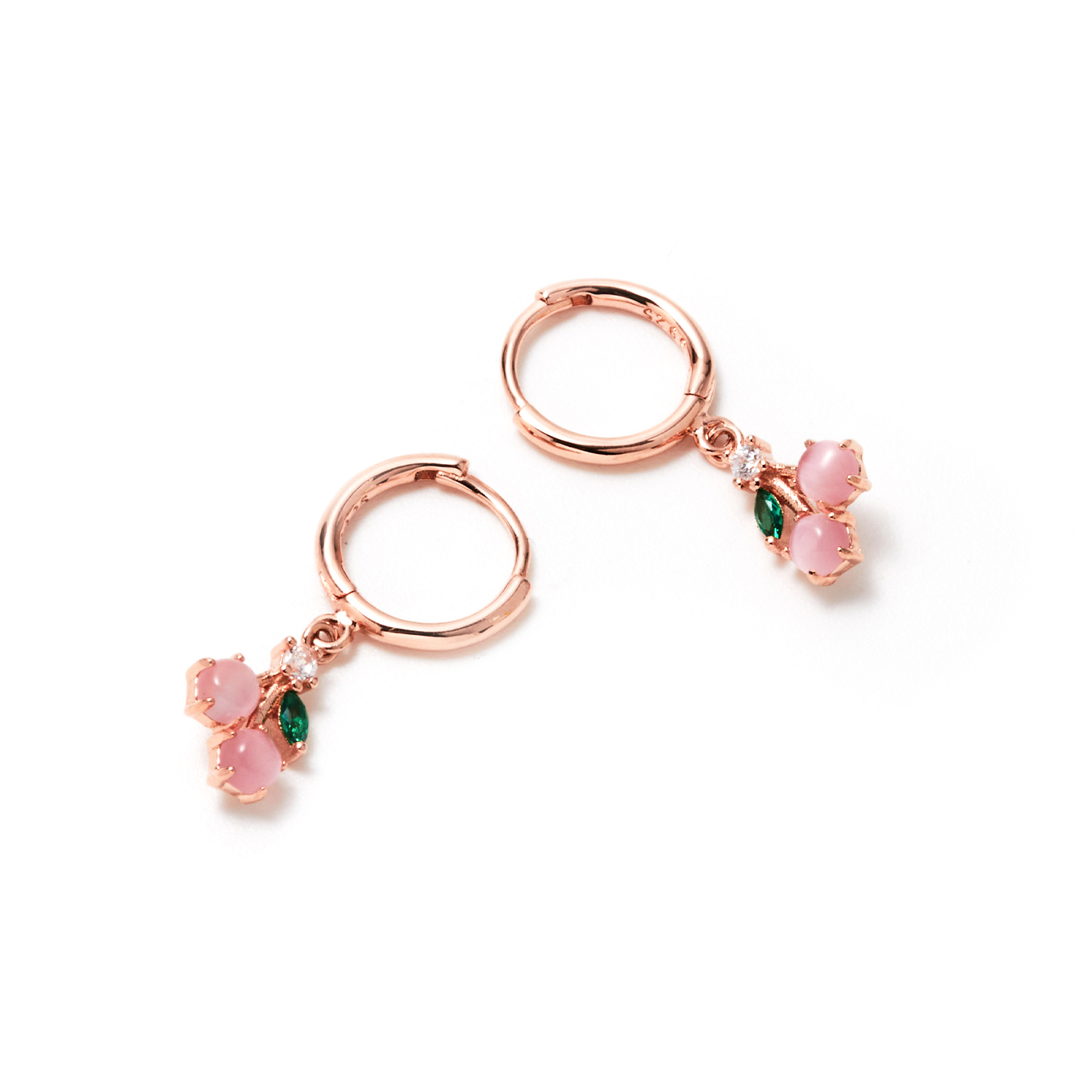 平價飾品,純銀,貓眼石,櫻桃耳環