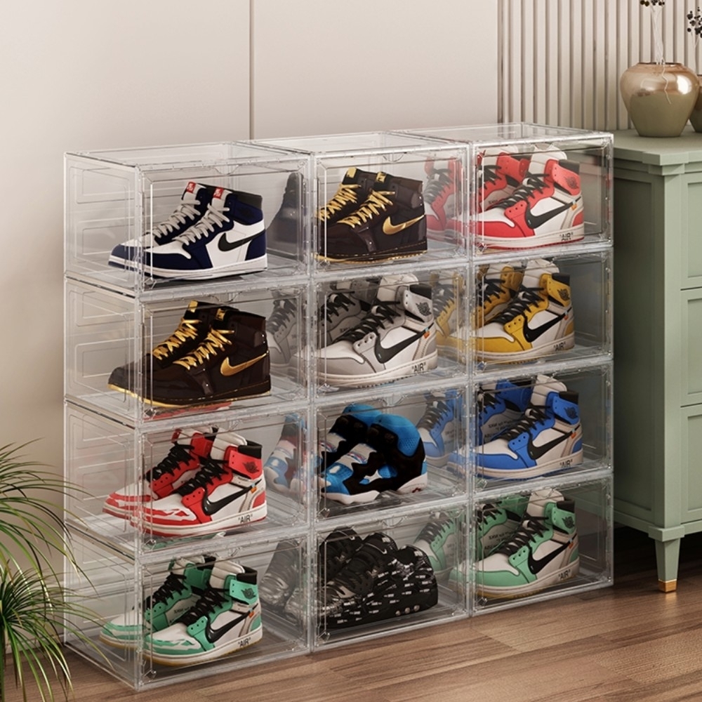 【AOTTO】磁吸透明加厚收納鞋盒-6入組(AL-210/AL-209)