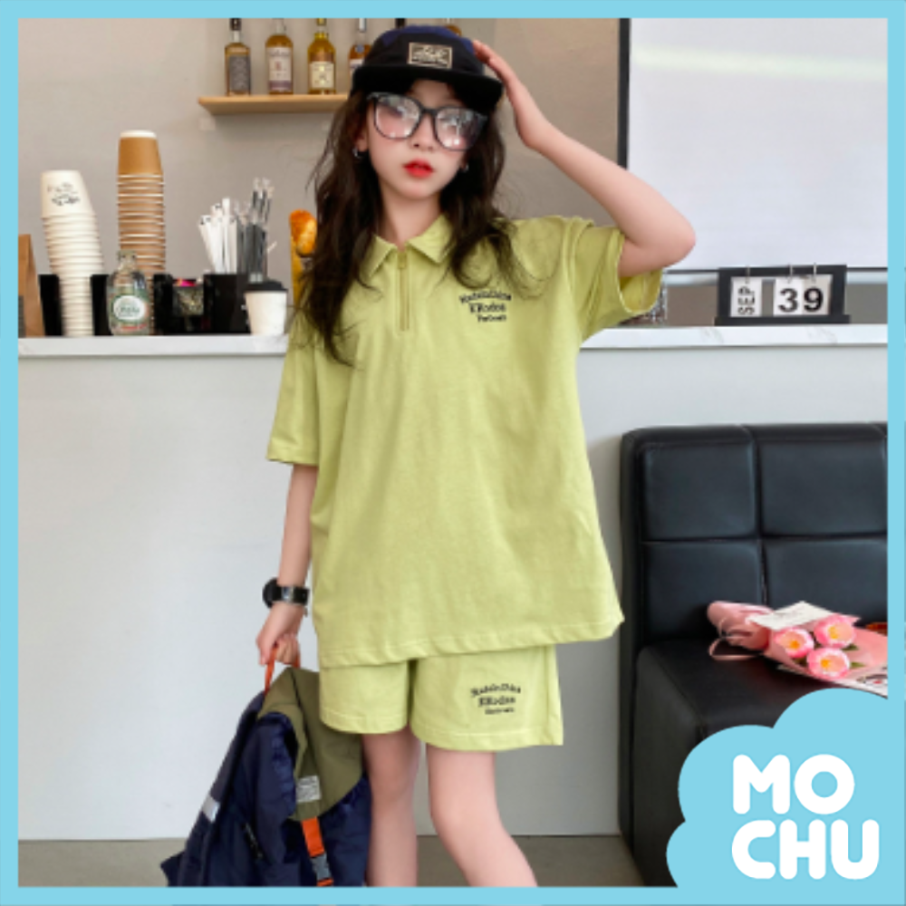 純色拉鍊polo衫休閒套裝